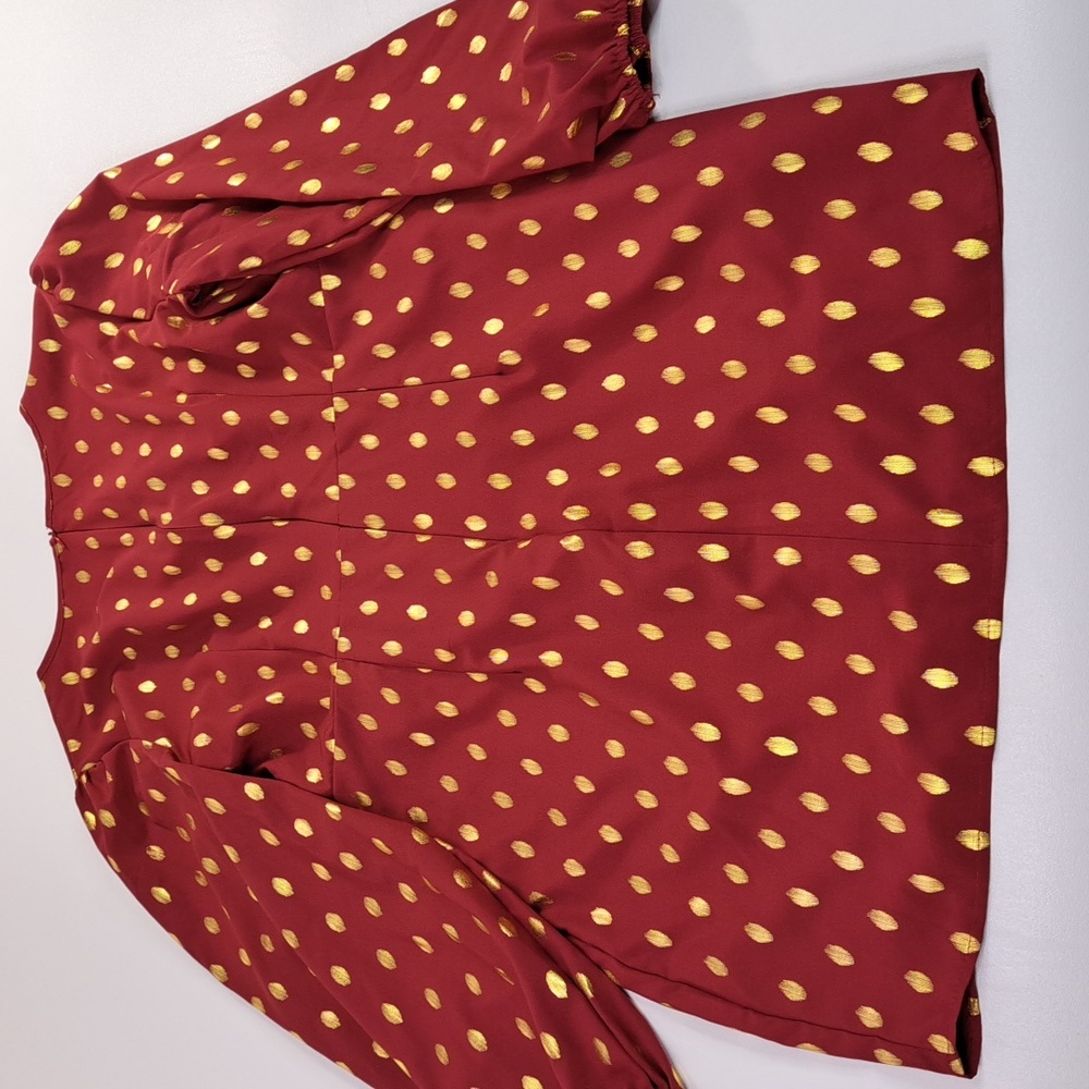 SHEIN Gold Dots Burgundy Red Tunic Size XL US 12 - Picture 10 of 15